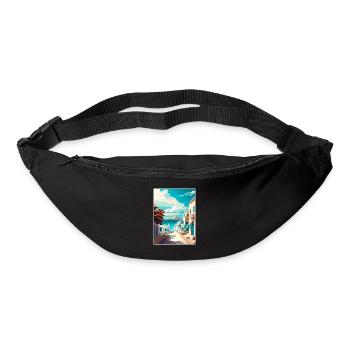 Mykonos Greece Decoration Vintage Travel Poster - Bum bag - black - Front