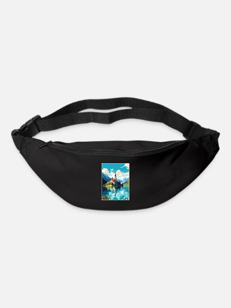 Bleder See Slowenien Vintage Reiseposter Souvenir - Gürteltasche - Schwarz