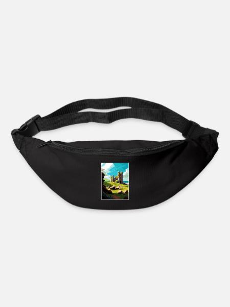 Llansteffan Castle Wales Hangin Reiseposter - Gürteltasche - Schwarz