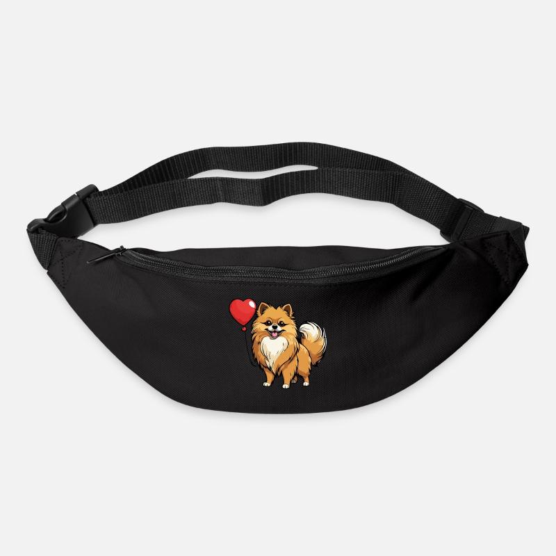 Zwergspitz Herz - Valentinstag - Gürteltasche - Schwarz