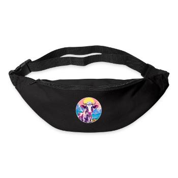 Kuh Aquarell Karikatur Kawaii Haustier Tier Bunt - Gürteltasche - Schwarz - Vorne
