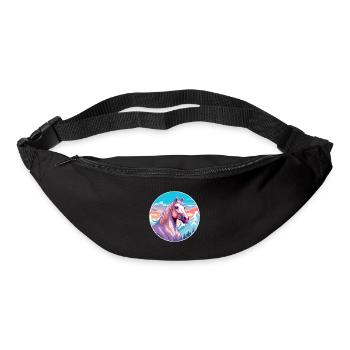 Pferd Aquarell Karikatur Kawaii Haustier Tier Farbefu - Gürteltasche - Schwarz - Vorne