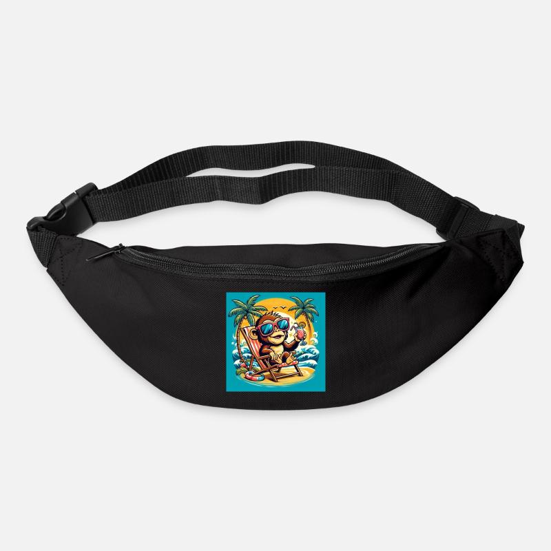 Singe sur la plage - Sac banane - noir