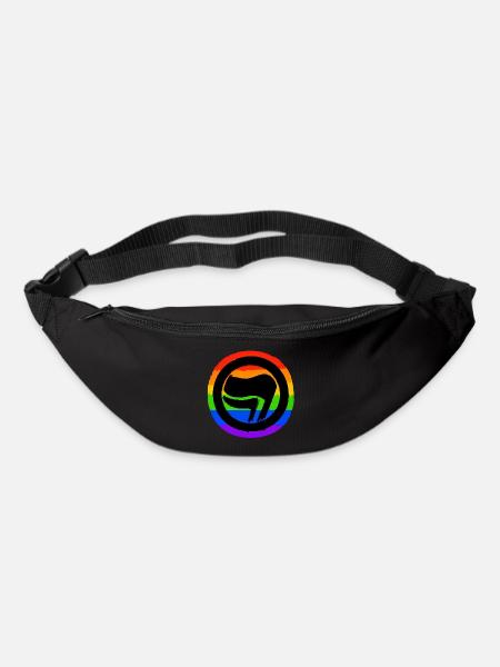 Arc-en-ciel antifasciste - Sac banane - noir
