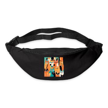Boho Chats Plantes Abstraites - Sac banane - noir - Devant