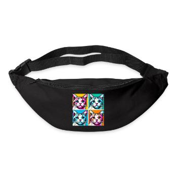 Chat Pop Art - Sac banane - noir - Devant