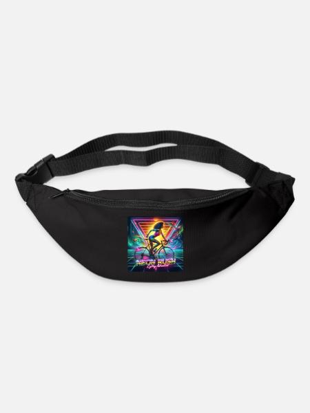 Neon Rush - Girl cycling 80s style poster - Bum bag - black