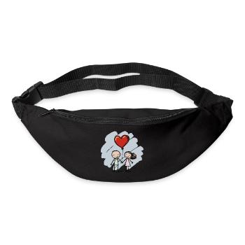 Amoureux, Figurines allumettes, Couples, Saint-Valentin - Sac banane - noir - Devant