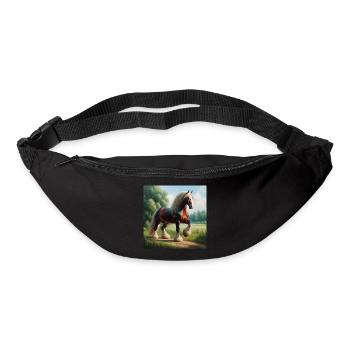 Aquarell Percheron Pferd - Gürteltasche - Schwarz - Vorne