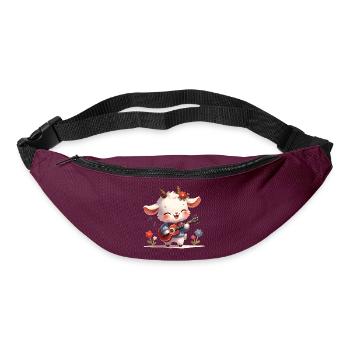 Chèvre avec guitare mignon ruban Motif - Sac banane - bordeaux  - Devant