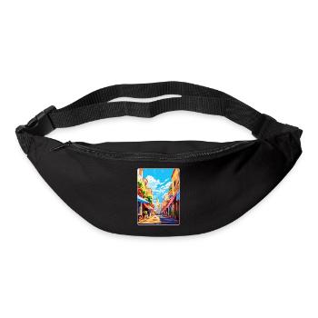 Perpignan France Affiche de voyage vintage souvenir - Sac banane - noir - Devant