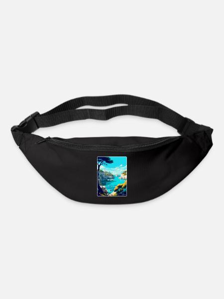 Calanques France Poster de voyage vintage souvenir - Sac banane - noir
