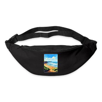 Perranporth Beach Angleterre Royaume-Uni Voyage Affiche WPA Art - Sac banane - noir - Devant