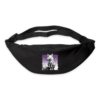Bande dessinée Fox, riant, assis sur un tabouret | Affiche - Sac banane - noir - Devant