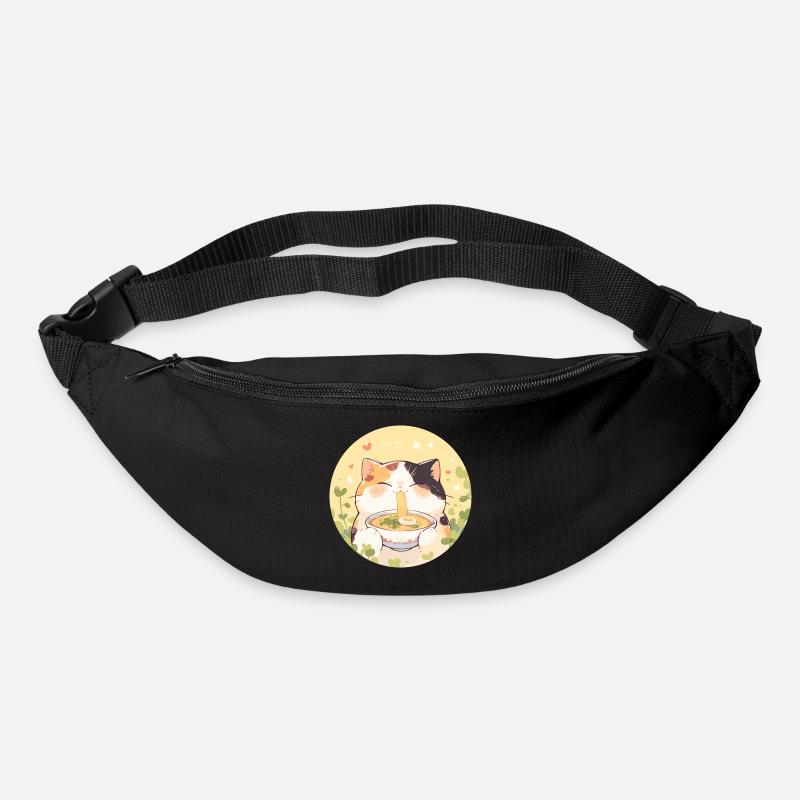Cat eating Ramen - Bum bag - black