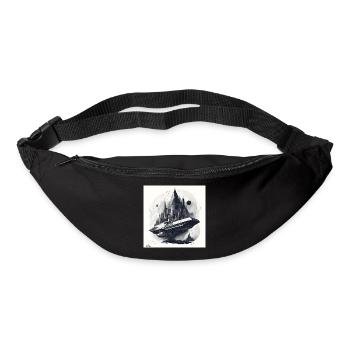 Sci-Fi-Stadt & Schiff - Gürteltasche - Schwarz - Vorne