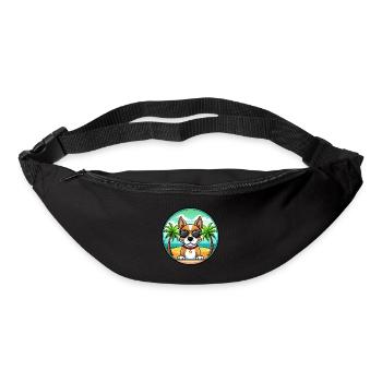 Terrier brésilien chien race dessin animé lunettes de soleil plage - Sac banane - noir - Devant