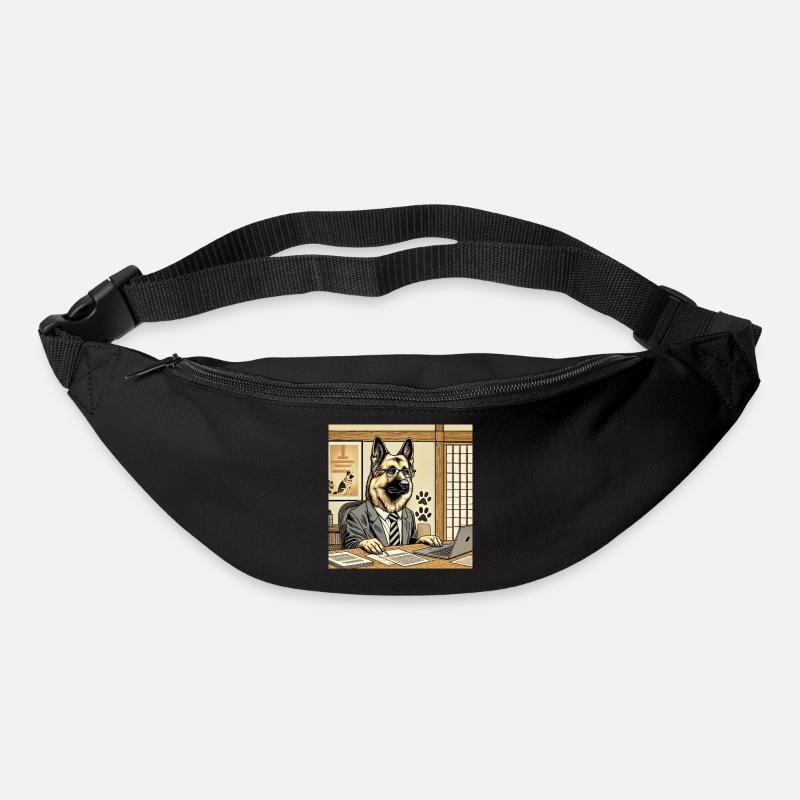 Berger allemand au bureau - Ukiyo-e Style - Sac banane - noir