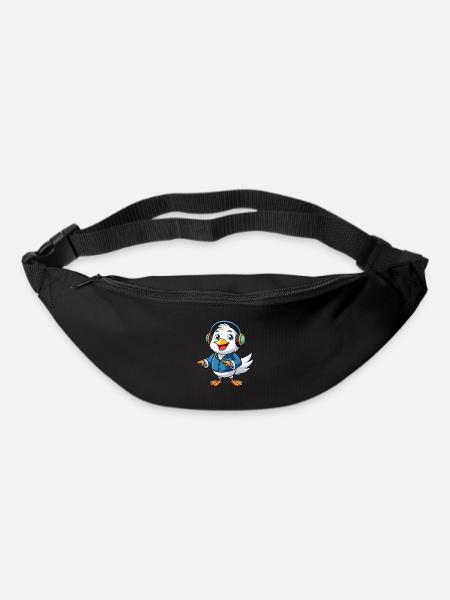 Möwe Lustige Zeichentrickfigur Kopfhörer Musik - Gürteltasche - Schwarz