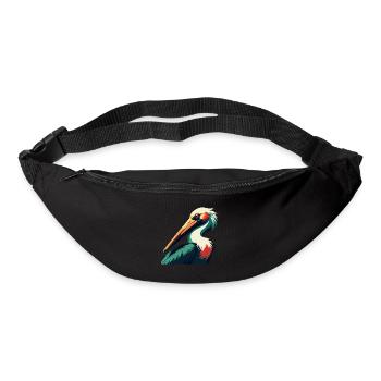 Pélican Dessin animé Personnage Animal de compagnie coloré - Sac banane - noir - Devant