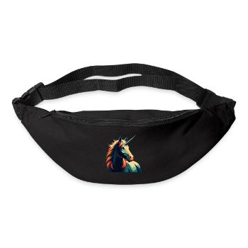 Einhorn Cartoon Figur Buntes Haustier Tier - Gürteltasche - Schwarz - Vorne