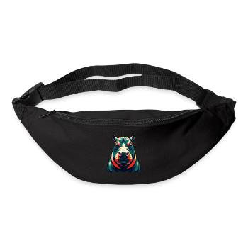 Nilpferd Cartoon Figur Buntes Haustier Tier - Gürteltasche - Schwarz - Vorne