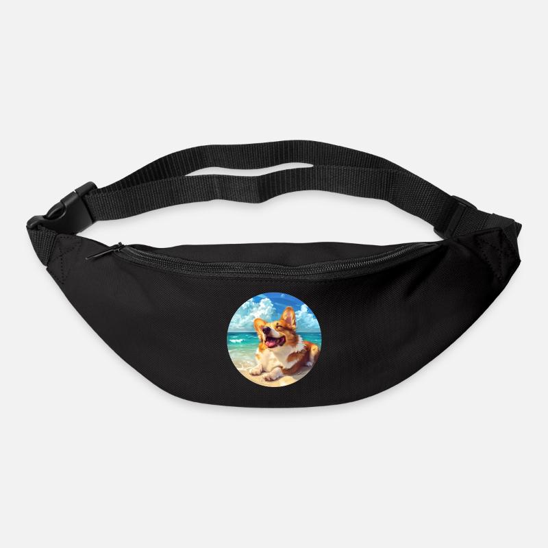 Corgi Beachside Joy Illustration - Bum bag - black