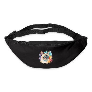 Chat siamois Aquarelles - Sac banane - noir - Devant
