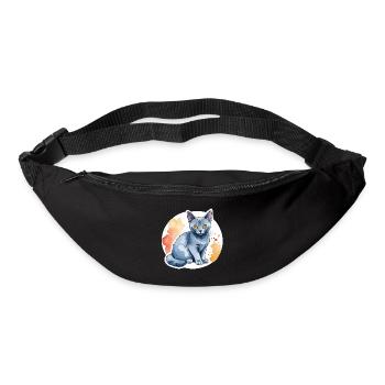 Russian Blue Cat Watercolor - Bum bag - black - Front