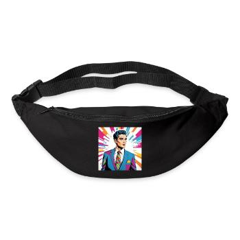 Portrait style pop art homme élégant - Sac banane - noir - Devant