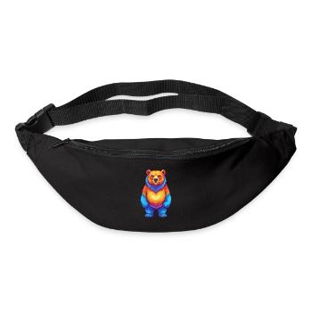 ours coloré kawaii dessin animé personnage clipart - Sac banane - noir - Devant