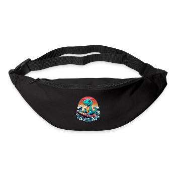Mignon T-Rex Surfer Surfer Surfer Surfer Cadeau de surf - Sac banane - noir - Devant