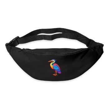 Great Blue Heron Colorful Kawaii Cartoon Bird - Bum bag - black - Front