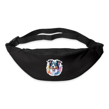 Border Collie Aquarelles - Sac banane - noir - Devant