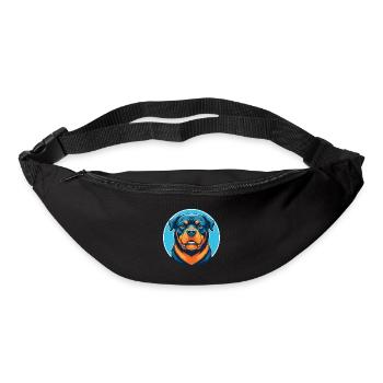 Rottweiler chien mignon kawaii dessin animé animal de compagnie logo - Sac banane - noir - Devant