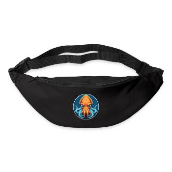 calmar mignon kawaii dessin animé clipart animal de compagnie logo - Sac banane - noir - Devant