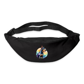 Dobermann Wasserfarben - Gürteltasche - Schwarz - Vorne