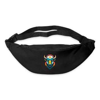 Bison Cute Kawaii Cartoon Clipart Animal Face - Bum bag - black - Front