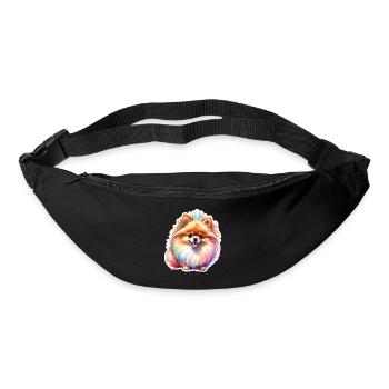 Poméranien Poméranien Aquarelle - Sac banane - noir - Devant