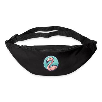 Flamingo Kawaii Cartoon Character Animal Pet Face - Bum bag - black - Front