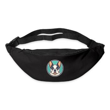 Chien Français Blanc Et Noir Race Chien Dessin Animé Animal - Sac banane - noir - Devant