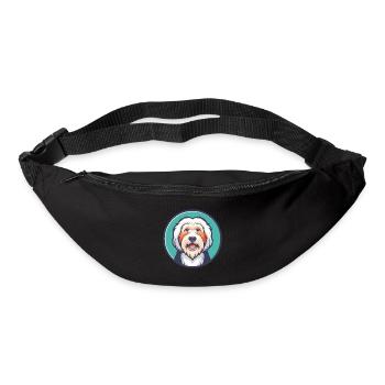 Vieux chien de berger anglais chien race dessin animé Kawaii animal de compagnie - Sac banane - noir - Devant