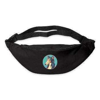 Silken Windhound Chien Race Dessin animé Kawaii Clipart - Sac banane - noir - Devant