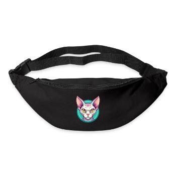 Devon Rex Chat Race Dessin Animé Kawaii Animal Pet - Sac banane - noir - Devant