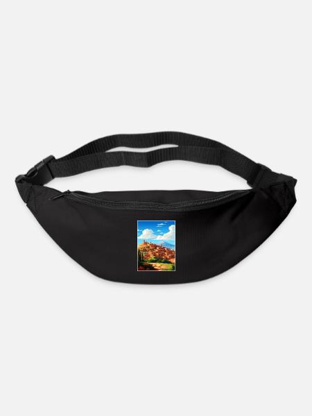 Marrakech Maroc Affiche de voyage Peinture Souvenir WPA - Sac banane - noir