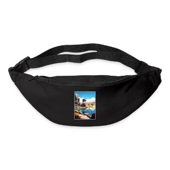 Hampi India Travel Poster Souvenir Postcard Paint - Bum bag - black - Front