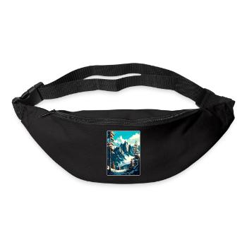 Chamonix Ski Ski Affiche de voyage vintage Souvenir - Sac banane - noir - Devant