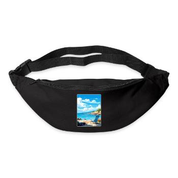 Crète Grèce Affiche de voyage Peinture de carte postale souvenir - Sac banane - noir - Devant