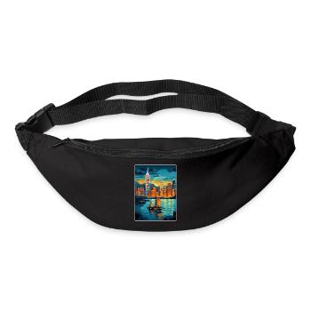 Hong Kong Chine Voyage Affiche Souvenir Peinture WPA - Sac banane - noir - Devant