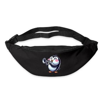 mignon pingouin trompette instrument à vent dessin animé - Sac banane - noir - Devant